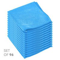 Super Soft Microfiber Cleaning Cloth - Set of 96 Blue Washcloths - 12 x 12 Inches - By Etienne Alair