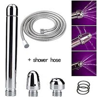 XSEXO -3 Heads Aluminum Enema Shower Vaginal Anal Cleaner Douche System with 1.5m Stainless Steel Handheld Shower Hose-Intimate Wash Unisex Home Douche Kit
