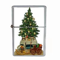 Perfection In Style Wind Proof Dual Torch Refillable Lighter Vintage Christmas Design 011