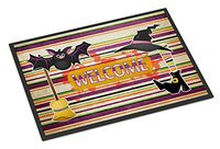 Caroline's Treasures Witch Costume and Broom on Stripes Halloween 18X27 Doormat, 18" x 27", Multicolor