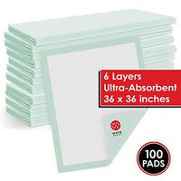Incontinence Bed Pads – Disposable 36” x 36” Waterproof Mattress Protector Pads for Beds, Chairs and Surfaces – Heavy Absorbency Polymer Core Ideal for Bedwetting and Puppy Training (100 Pads)