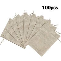 Lucky Monet 25/50/100PCS Burlap Gift Bags Wedding Hessian Jute Bags Linen Jewelry Pouches with Drawstring for Birthday, Party, Wedding Favors, Present, Art and DIY Craft (100Pcs, Cream, 4” x 6”)