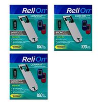 ReliOn Confirm/Micro Blood Glucose Test Strips, 100 Ct (3 Pack)