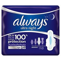 Always Ultra Night Sanitary Towels with Wings 10 per pack (PACK OF 4)