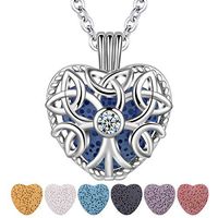 CELESTIA Essential Oil Diffuser Necklace for Women Heart Aromatherapy Locket Pendant with 7 Reusable Coloured Lava Stones Gift Jewelry Set - 24" Chain
