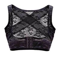 Aexge Women Lace Adjustable Elastic Posture Back Corrector Shoulder Support Chest Breast Support Belt Band (L, Black)