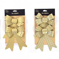 Holiday Essentials Embossed Gold Metallic Christmas Mini Plastic Bows