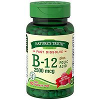 Nature's Truth Vitamin B-12 2500 mcg plus Folic Acid Fast Dissolve Tabs Natural Berry Flavor - 60 ct, Pack of 2