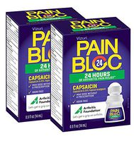 (2-Pack) PainBloc24 Arthritis Pain Relief. Long Lasting Pain Relief Topical Medication for Knee, Back, Neck, Elbows, Hip, Joint, Muscle Pain. Roll-On Maximum Strength OTC Capsaicin 0.25% 0.5Fl Oz