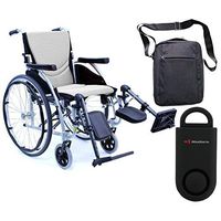 Karman S-Ergo 115 Ultra Lightweight Ergonomic Wheelchair | Seat Size 18" X 17" | Upgraded to Elevating Legrests | Fixed Wheels in Silver & Free 130 dB Black Safety Alarm!!
