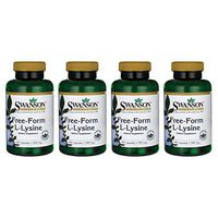 Swanson Amino Acid Free-Form L-Lysine 500 Milligrams 100 Capsules (4 Pack)