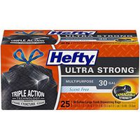 Hefty Ultra Strong Large Black Trash Bags, Unscented, 30 Gallon, 6 Packages of 25 Bags (150 Total)