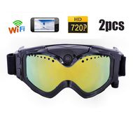 2Pcs WiFi Ski-Sunglass 720P HD Goggles Sports Camera Colorful Double Anti-Fog Lens for Ski with APP Live Image Video Monitoring