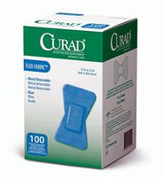 Curad Fingertip Adhesive Bandages, Food Service Blue Detectable Bandage, 100 Count