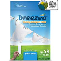 Breezeo Laundry Detergent Strips (Laundry Detergent Sheets), Fresh Linen Scent, 48 Loads – More Convenient than Pods, Pacs, Liquids or Powders – Great for Home, Dorm, Travel, Camping & Hand-Washing