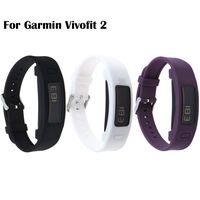 Silicone Replacement Band with Chrome Watch Clasp and Fastener Buckle for Garmin Vivofit 2 (Black&Purple&White)