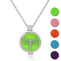Essential Oil Diffuser Necklace Aromatherapy Fragrance Dragonfly Pendant Aroma Felt Pads Surgical Solid Locket