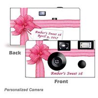 5 Beautiful Pink Ribbon Disposable Cameras, can be Personalized, Wedding, Party