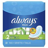 Always Maxi Unscented Pads without Wings, Long/Super, 22 Count