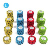 KOBWA Self Adherent Wrap, 10 Pack Non-Woven Breathable Dog Paw Print Pattern Self-Adhesive with Flexible Stretch Bandage Medical Vet Tape for First Aid, Sports, Wrist, Ankle (S-XL)