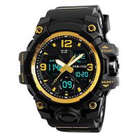 Multifunctional Fashion Waterproof Electronic Watch,Mens Digital Sports Watch, Males Waterproof Electronic Military Army Watches Cool Fashion Large Analogue Durable Wristwatch (Color : Yellow)
