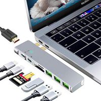 Wassteel 8in1 MacBook Adapter USB C Hub Dock Dongle Multi-Port Thunderbolt 3 hub,3 USB 3.0 Ports,4K HDMI Port, SD/TF Card Reader, MacBook Pro 2019/2018/2017/2016 13 15inch,MacBook Air 2019 2018 13 inc