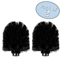 Chrome Style Replacement Toilet Brush Head - for Stainless Steel Toilet Brush - Sturdy Stiff Bristles - Pack of 2, Black - for Bathroom Cleaning