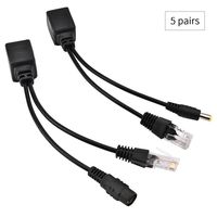 5 Pairs 12V PoE Splitter Kit,DC Power Adaptor Connector,Power Over Ethernet Adapter for Network Power Camera