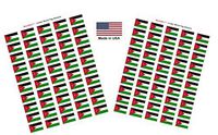 Made in USA! 100 Country Flag 1.5" x 1" Self Adhesive World Flag Scrapbook Stickers, Two Sheets of 50, 100 International Sticker Decal Flags Total (Jordan)