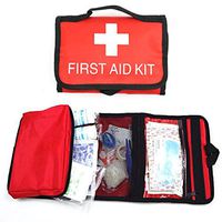CC-US First Aid Kit in Red Bag with Reflective Strip(38 Pieces)for emergency and survival situations.Ideal for the Car,Camping,Hiking,Travel,Office,Sports,Hunting,Home
