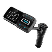 V5.0 Bluetooth Car FM Transmitter Audio Adapter Receiver Wireless Hands Free Car Kit, QC3.0 and Smart 2.4A Dual USB Ports Charger, Bass Booster, AUX Output, TF Card Music Player