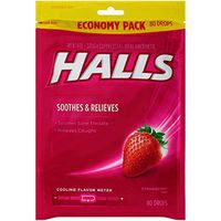 Halls Strawberry Cough Drops - with Menthol - 960 Drops (12 bags of 80 drops)