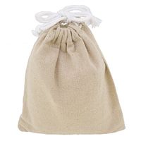 Beige Light Natural Linen Pouches with Drawstring for Gift Packaging, 10x13cm, Pack of 6