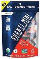 SHANTI BAR Vegan Sport Protein Bar | Plant Based, Paleo, Certified Organic, Gluten Free, Superfoods, Raw Snack | BOOST Salted Nutty Caramel Coconut, 8 Count, 0.6 oz Mini Bars