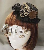 Qhome Photography Original Manual Exhibition Cosplay Photo Props Dark Forest Witches Steampunk hat Retro Lolita Homburg Performing Props (BillycockB+Glasses)