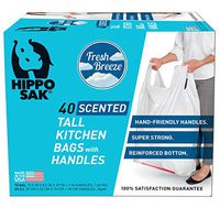 Hippo Sak Scented Handle Trash Bag, 13 gallon Tall Kitchen, Fresh Breeze Scent … (40 Count)
