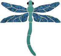 Dragonfly Ceramic Swimming Pool Mosaic (20" x 18", Light Teal)