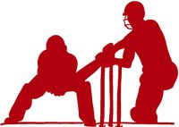 hBARSCI Cricket Batsman Vinyl Decal - 5 Inches - for Cars, Trucks, Windows, Laptops, Tablets, Outdoor-Grade 2.5mil Thick Vinyl - Red