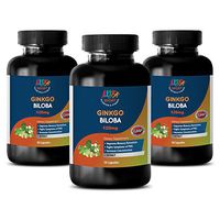 Brain Memory Focus - Ginkgo BILOBA 120MG - Wellness Vitamins Capsules - 3 Bottles (150 Capsules)