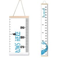 Miaro Kids Growth Chart, Wood Frame Fabric Canvas Height Measurement Ruler from Baby to Adult for Child's Room Decoration 7.9 x 79in (7.9 x 79in, Blue Mermaid)