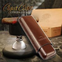 Brown Leather Holder 2 Tube Travel Cigar Case/ Cigar Humidor suit for cuban cigar