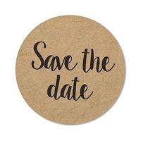80-Pack, 2” Kraft Save The Date Stickers, Rustic Save The Date Labels, Envelope Seals