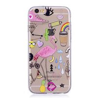 Cfrau Clear Case with Black Stylus Compatible with iPhone 6/6S,Women Girls Colorful Print Ultra Thin Shock Absorption Bumper Soft TPU Rubber Flexible Silicone Case,Cute Flamingo