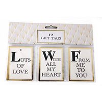 The Home Fusion Company 12 Luxury Gold Foil Gift Tags Present Wedding Birthday Valentine Love Golden Anniversary