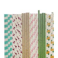 Biodegradable Paper Straws (aqua rugby, pink foil flamingo, gold foil chevron, light and hot pink polka dot, lime foil solid, pineapple)