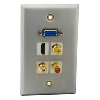 YinXiong Aluminum Metal Solid Style HDMI VGA 3RCA AV Wall Plate With Backside Female To Female Connector