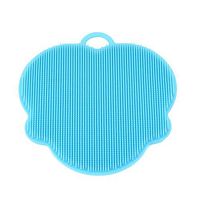 Digood Kitchen 1Pcs Antibacterial Silicone Non Stick Dishwashing Brush Sponge Scrubber Towel For Kitchen Wash Pot Pan Dish Bowl Fruit and Vegetable Cleaning Tool (Blue)