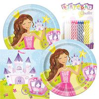 Magical Fairy Princess Party Plates and Napkins Serves 16 With Birthday Candles