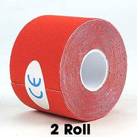 Sports Kinesiology Tape Roll - Athletic Injury Recovery First Aid Therapy Support - Elastic Breathable Cotton Waterproof Strong Adhesive (Red, 2 Roll)