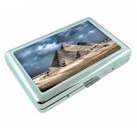 Pyramids Historic Sights S9 Silver Cigarette Case Metal Wallet Id Holder 4" X 2.75" RFID Protection